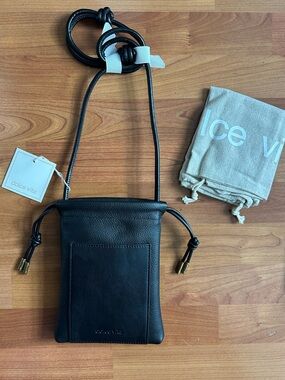 Dolce Vita Evie  Black Pebbled Leather Crossbody Phone Bag NWT